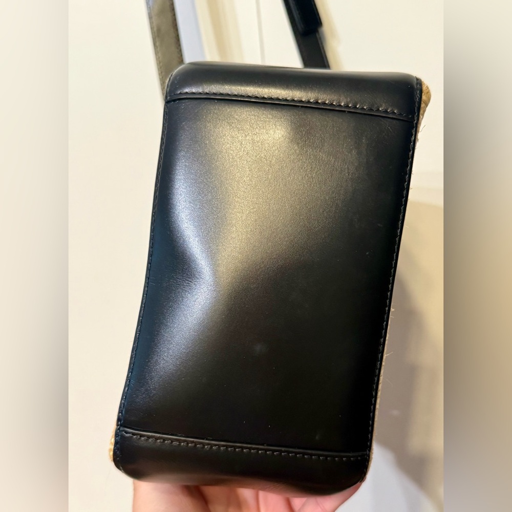 A.P.C. Virginie Rafia and Black Leather 2 way Crossbody Hand Bag - Picture 6 of 13